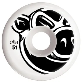 Pig Head C-Line Conical Skateboard Wheels 101a White 51mm