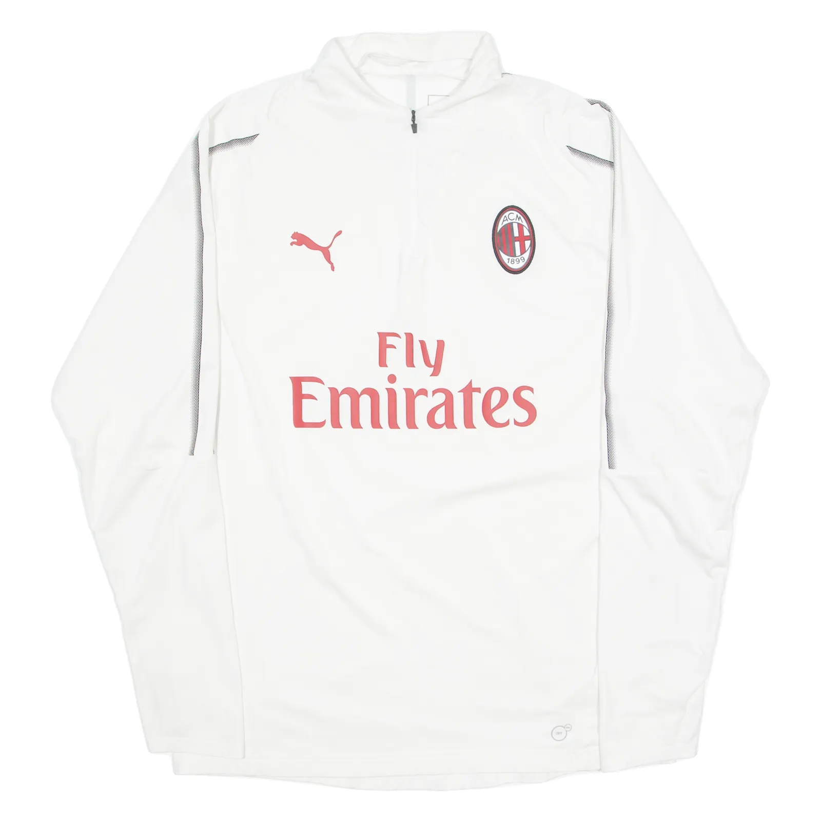 PUMA AC MILAN Mens Football Shirt Jersey White Long Sleeve 1/4 Zip L