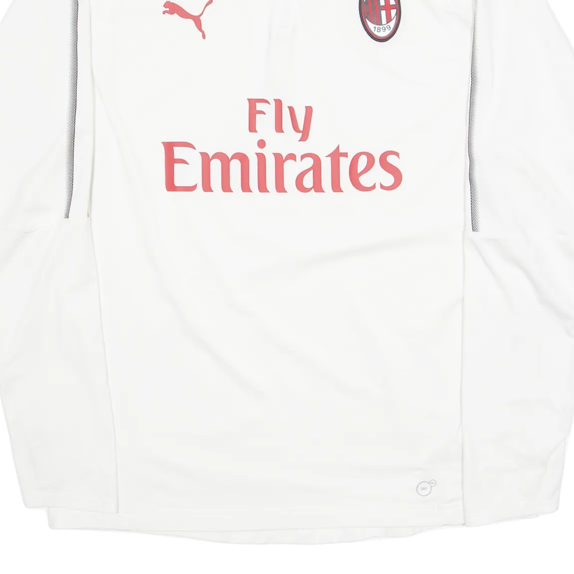 PUMA AC MILAN Mens Football Shirt Jersey White Long Sleeve 1/4 Zip L