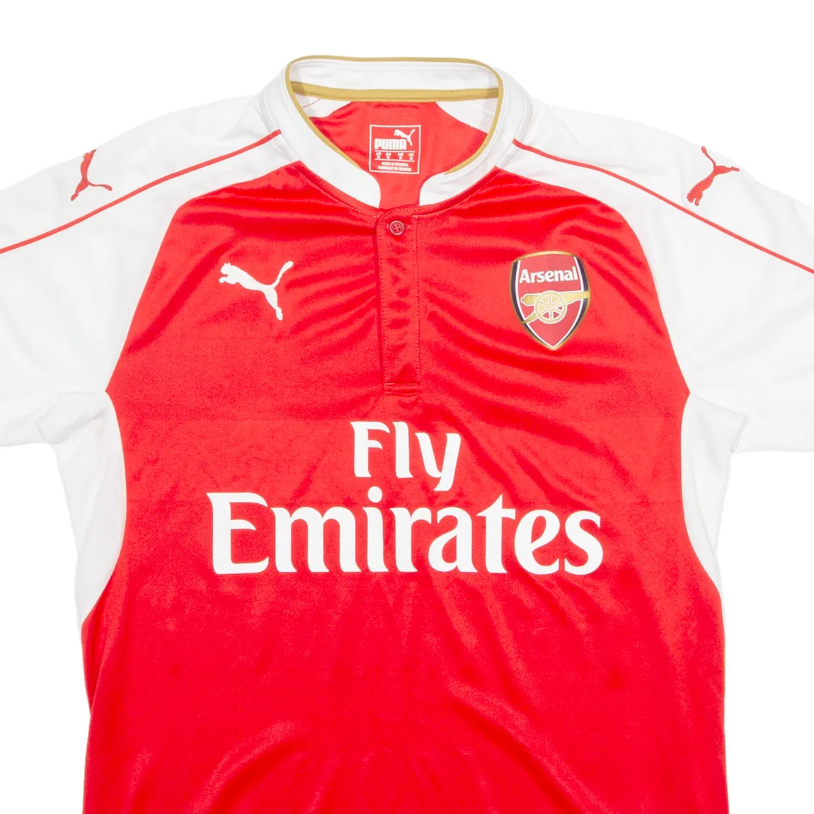 PUMA ARSENAL FC Mens Football Shirt T-Shirt Red Button Neck M