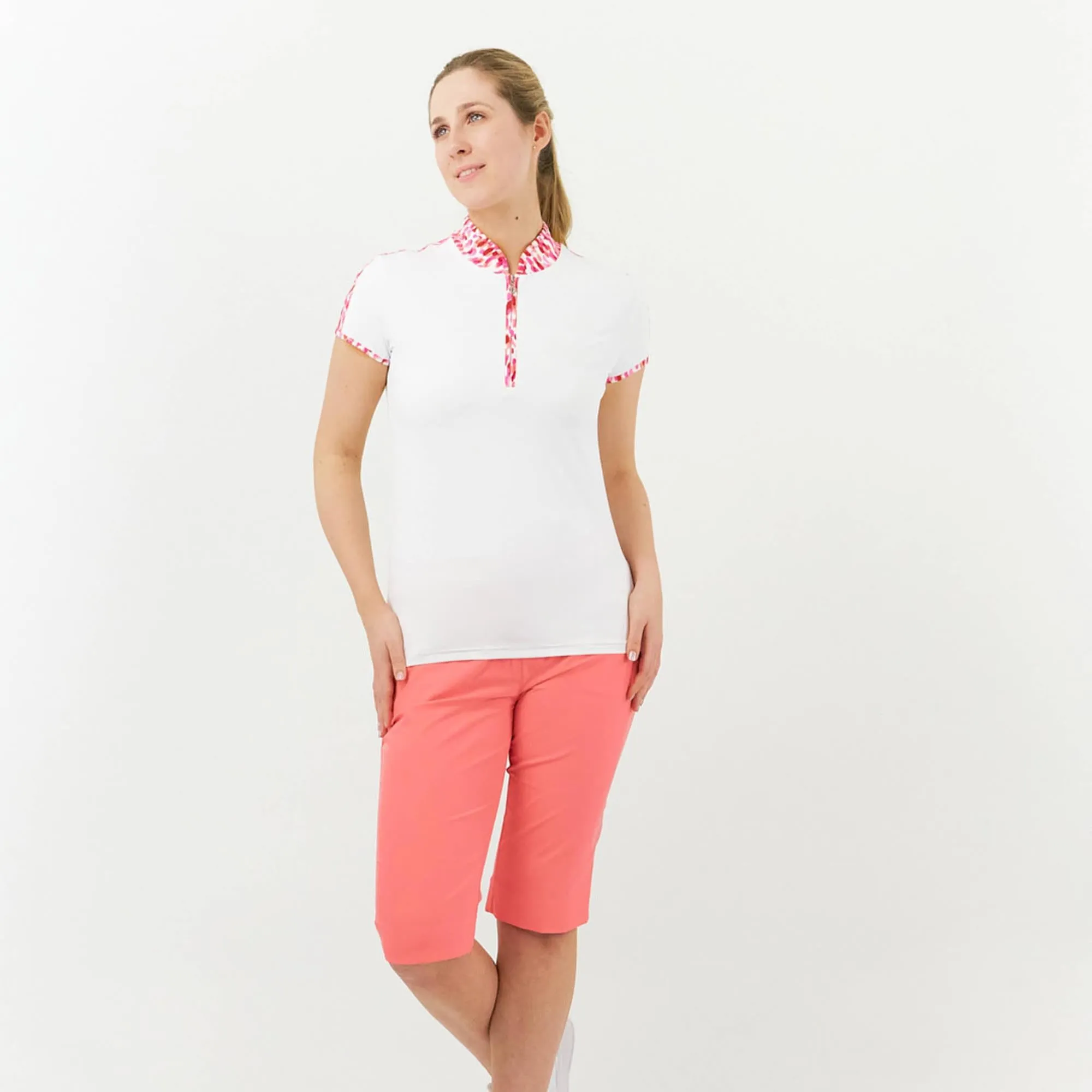 Pure Golf Brooke Cap Sleeve Ladies Golf Polo Shirt Petal Polka