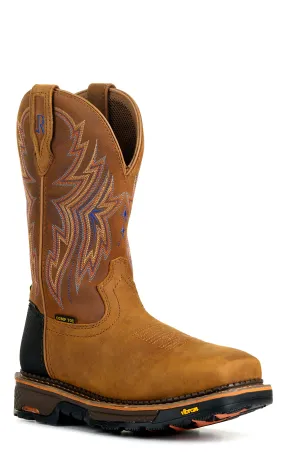 R. Watson Men's Tan and Bay Brown Waterproof Wide Square Composite Toe Cowboy Work Boot