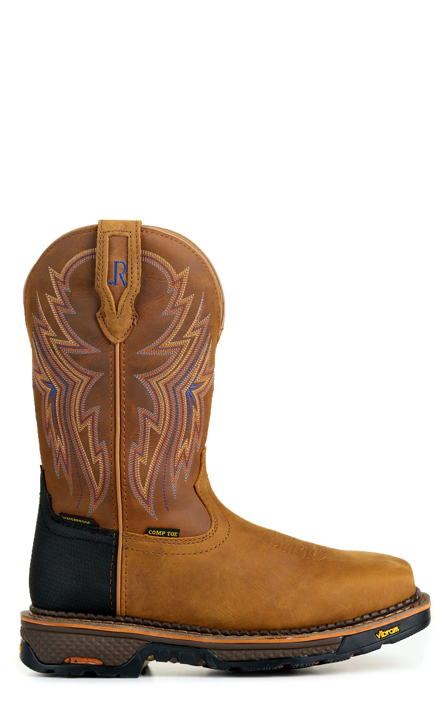 R. Watson Men's Tan and Bay Brown Waterproof Wide Square Composite Toe Cowboy Work Boot