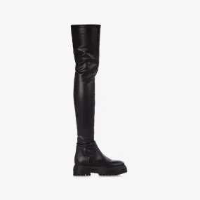 RANGER THIGH-HIGH BOOT 50 mm Black stretch vegan leather over-the-knee boot