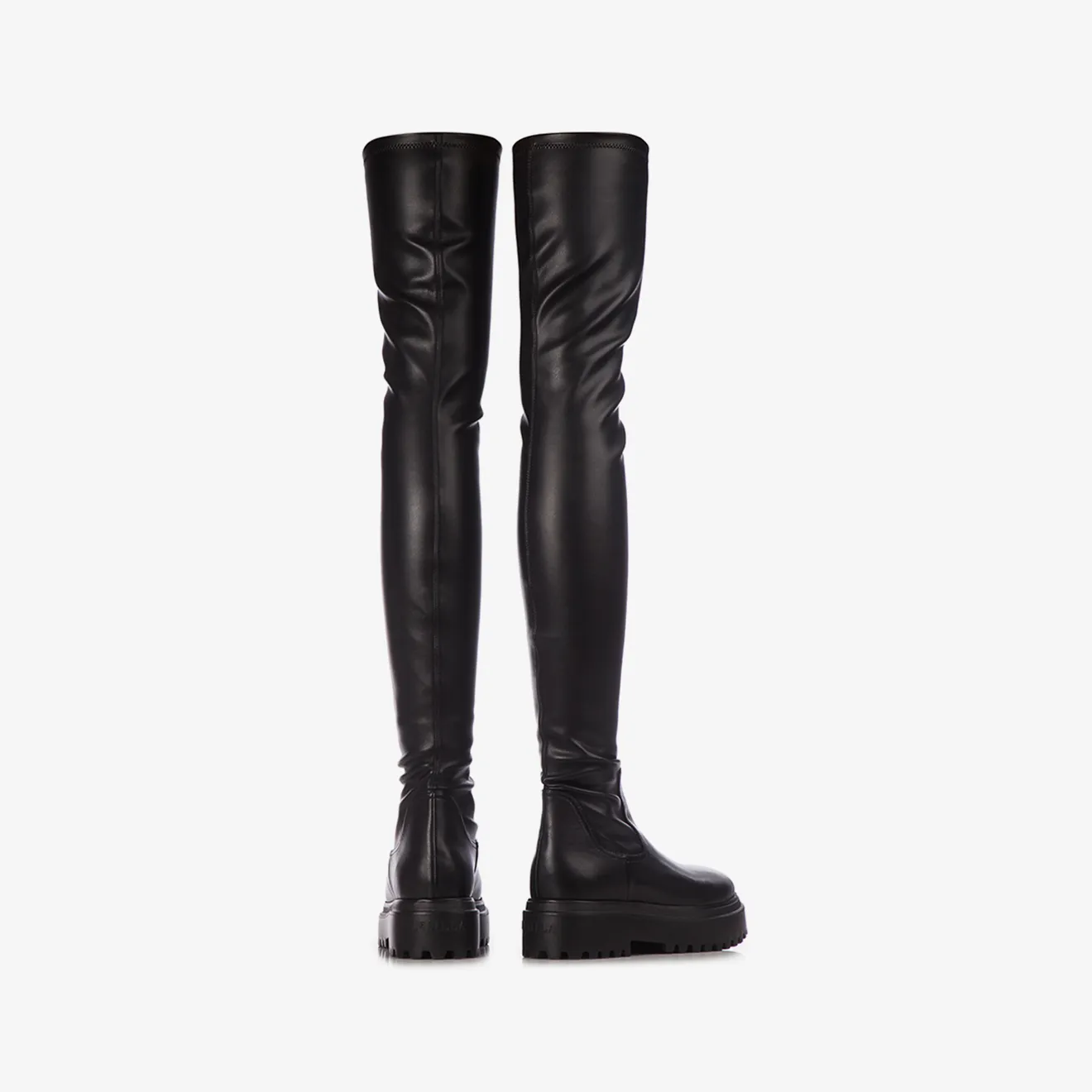 RANGER THIGH-HIGH BOOT 50 mm Black stretch vegan leather over-the-knee boot