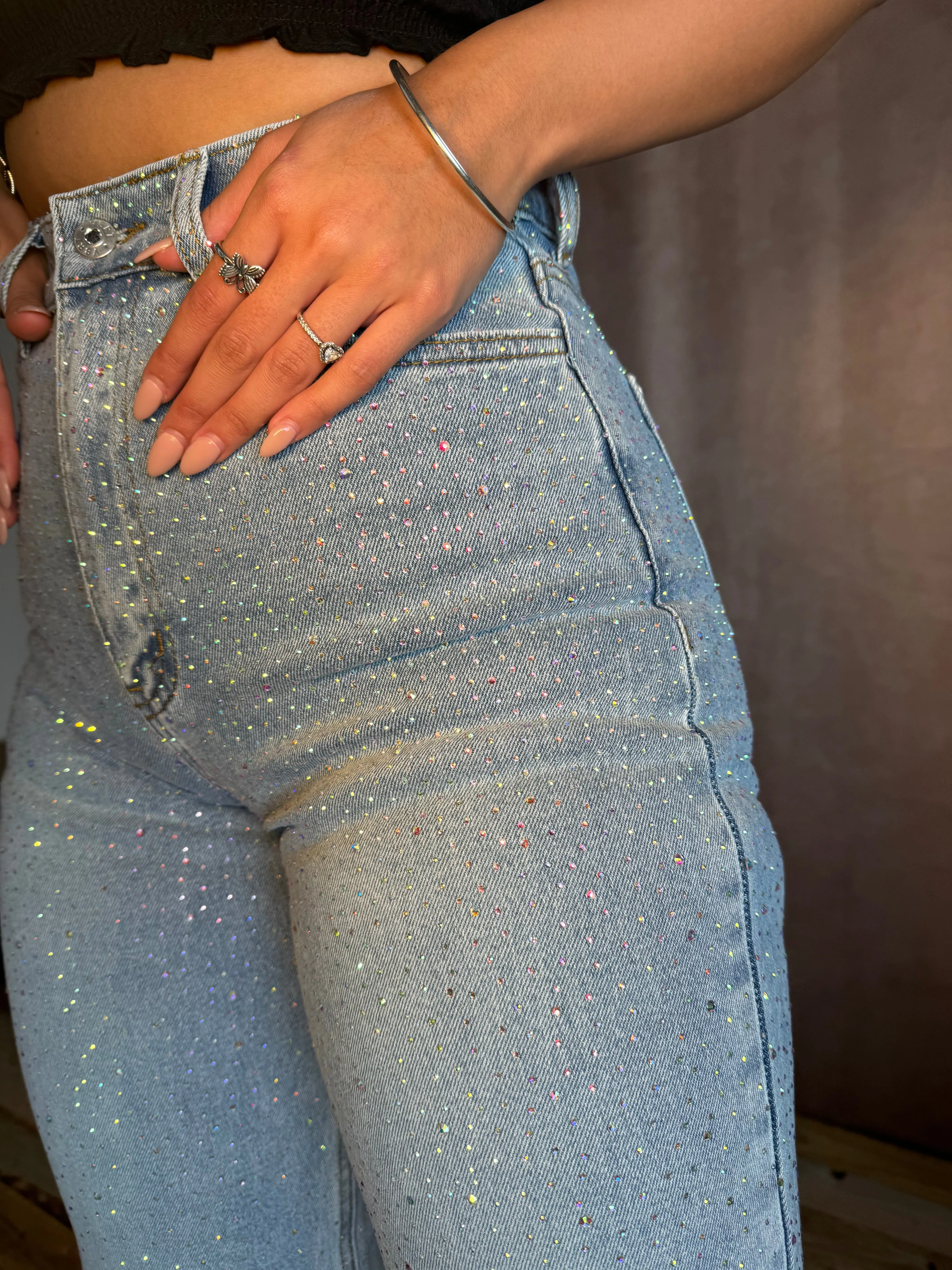 Rhinestone Denim Jeans JJ