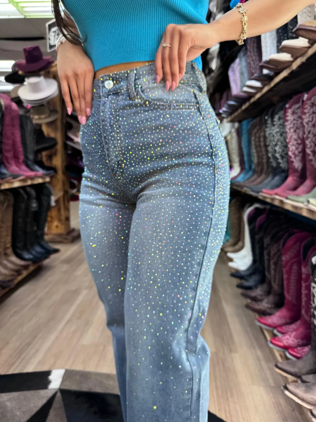 Rhinestone Denim Jeans JJ