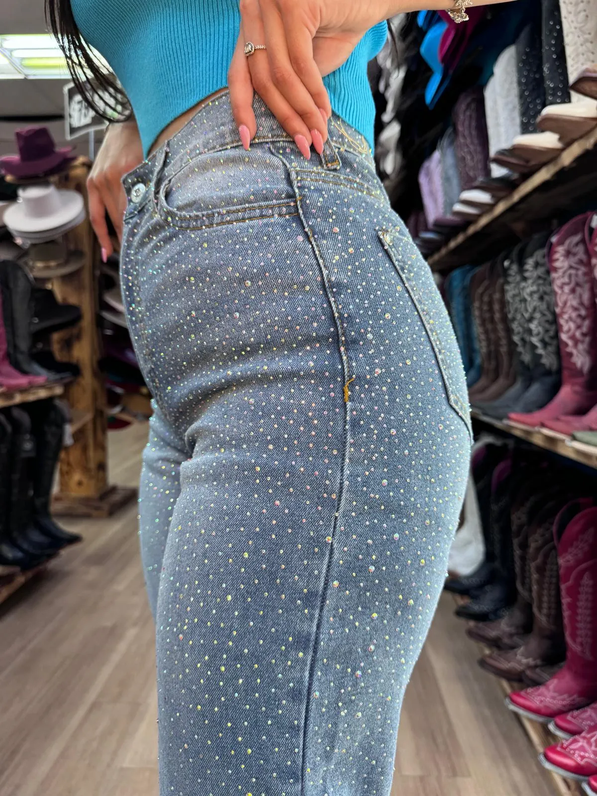 Rhinestone Denim Jeans JJ