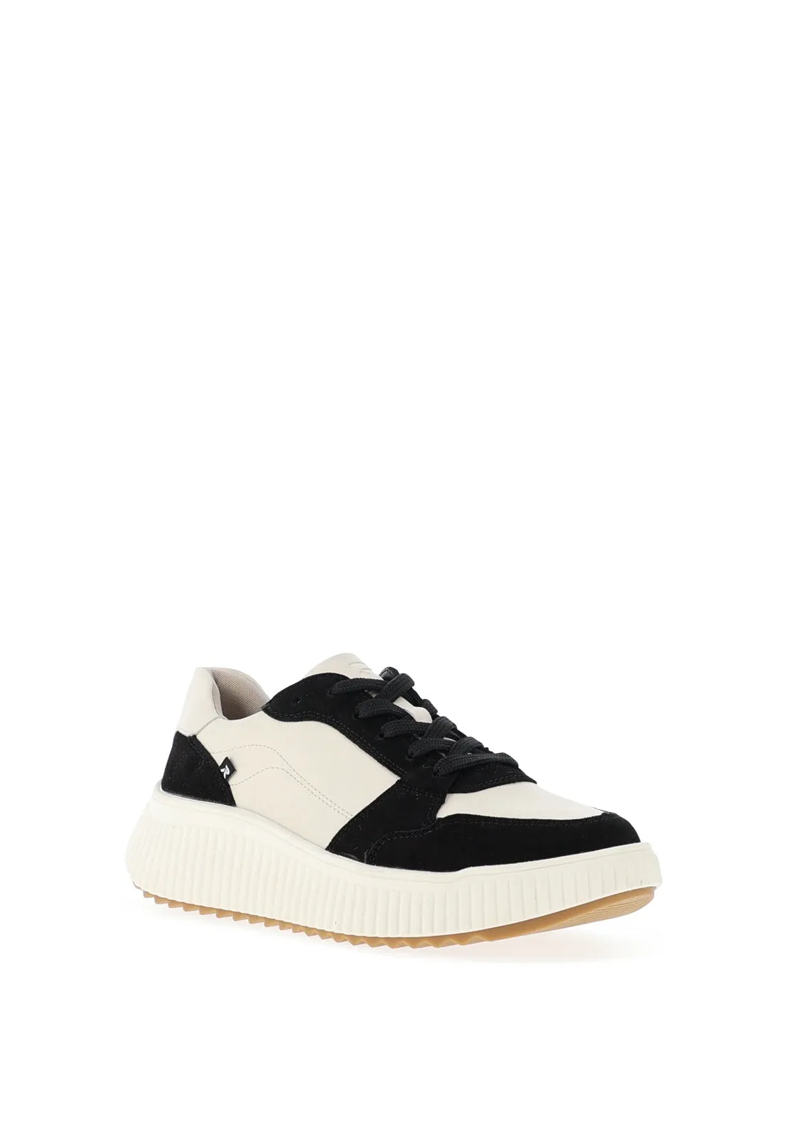 Rieker Evolution Platform Colour Block Trainers, Cream and Black