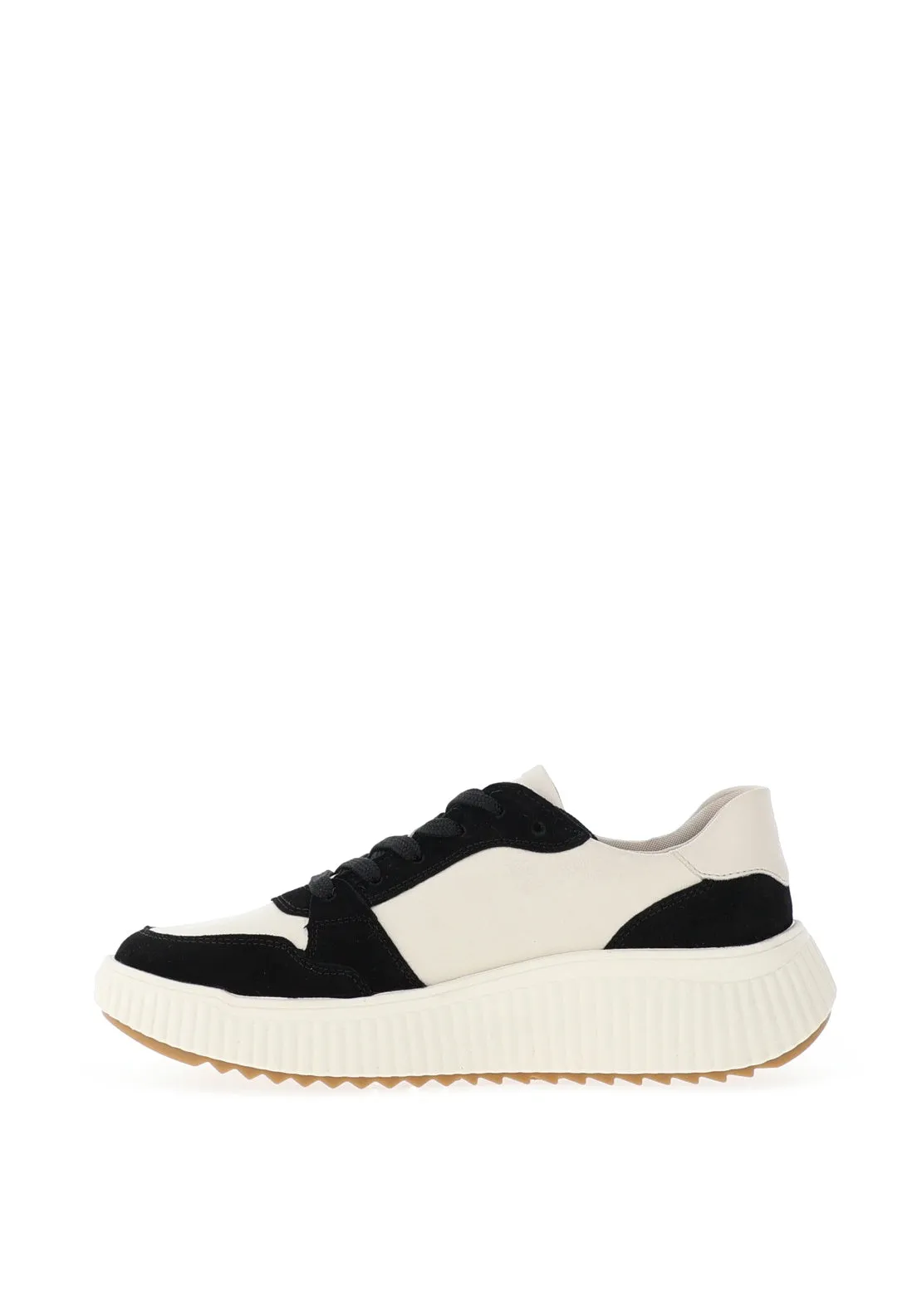 Rieker Evolution Platform Colour Block Trainers, Cream and Black