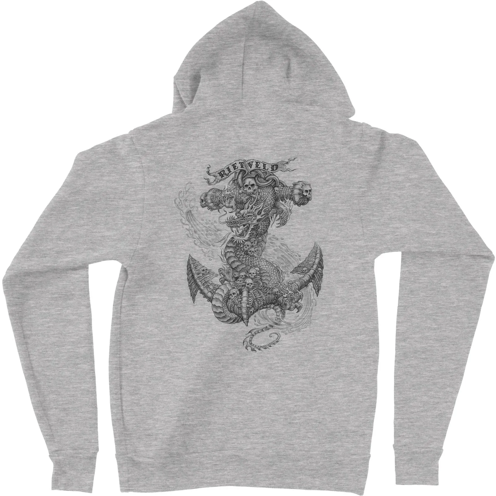 Rietveld Mens Dragon Anchor Hoodie - Grey