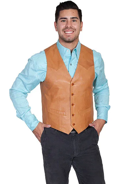 Scully Men's Western Lambskin Button Front Vest - Ranch Tan