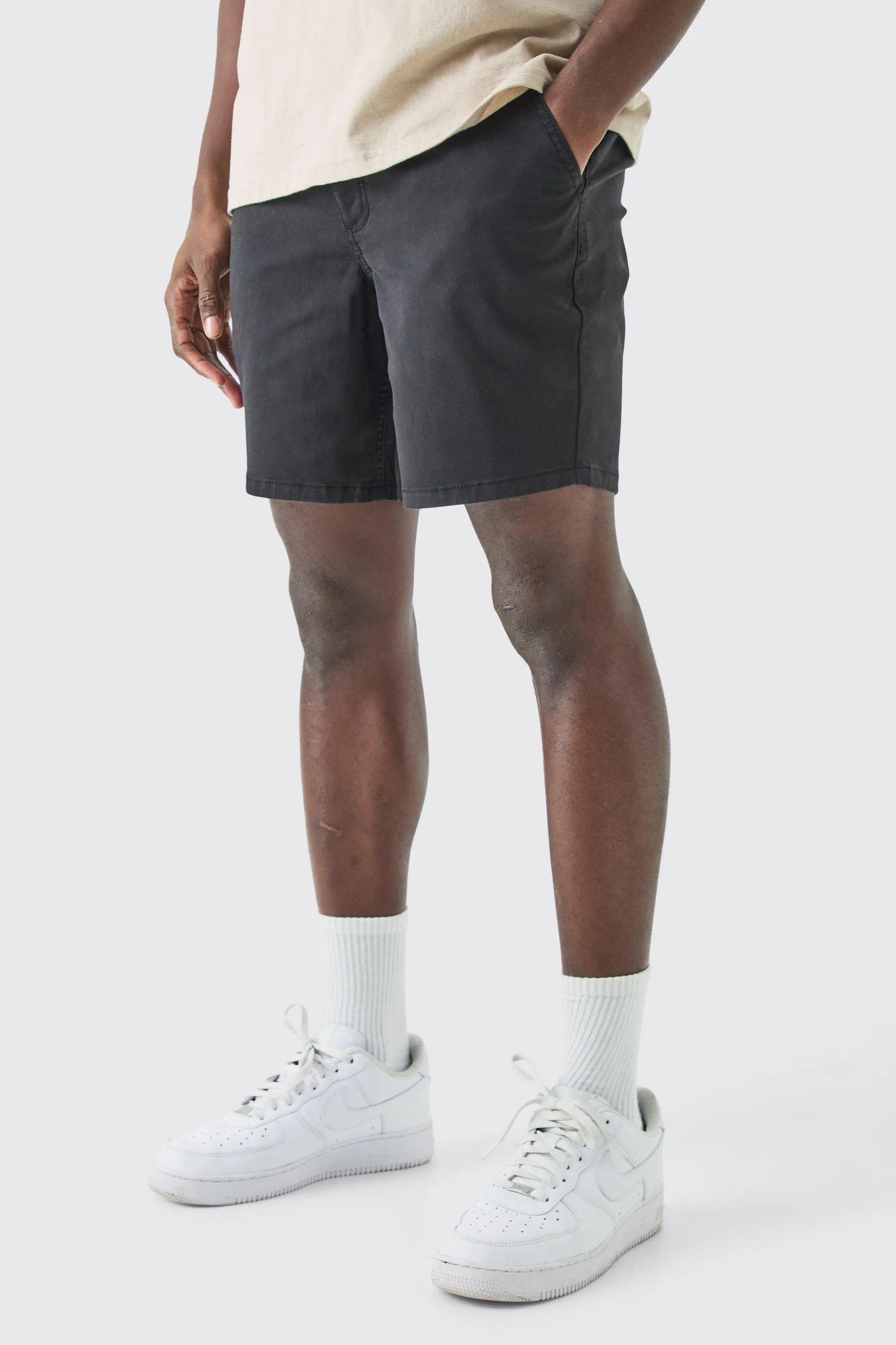 Shorts | Fixed Waist Skinny Fit Chino Shorts | boohooMAN