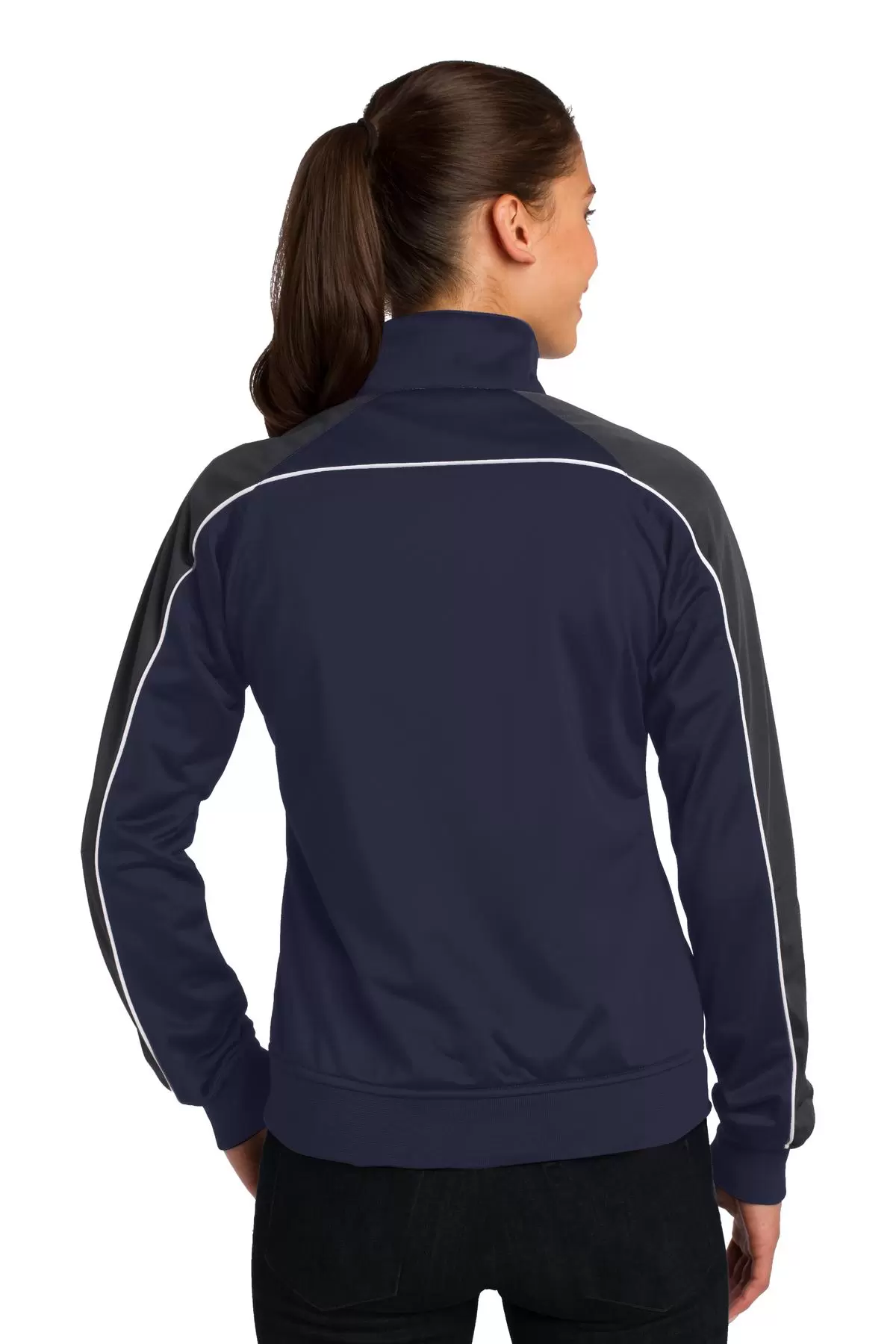 Sport Tek LST92 Sport-Tek Ladies Piped Tricot Track Jacket SKU: LST92