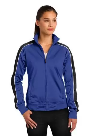 Sport Tek LST92 Sport-Tek Ladies Piped Tricot Track Jacket SKU: LST92