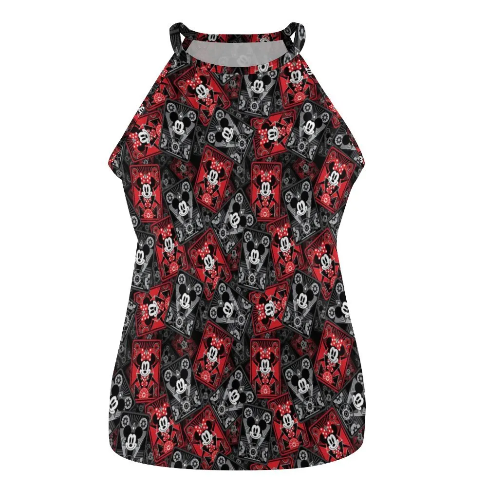 Steamboat Mickey And Minnie Cards Women's Round-Neck Vest Tank Top