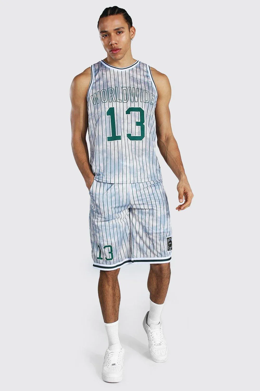 Tall Worldwide Mesh Basketball Short Set | boohooMAN UK