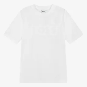 Teen Boys White Football T-Shirt