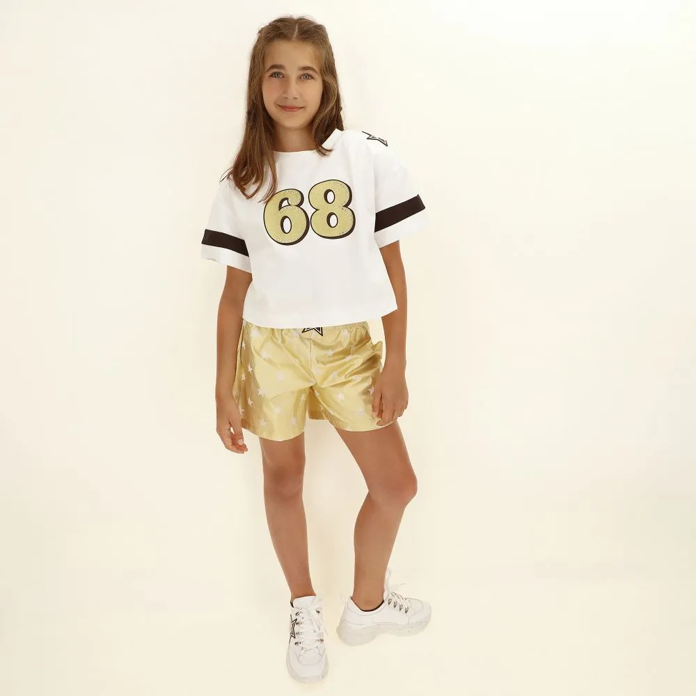 Teen Girls White Football Top