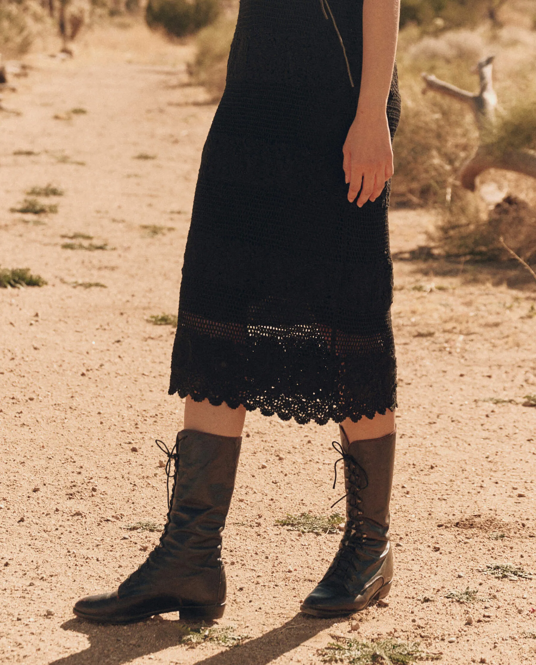 The Crochet Polo Dress. -- Black