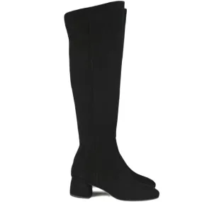 Tiffany Knee High Suede Boot - Black