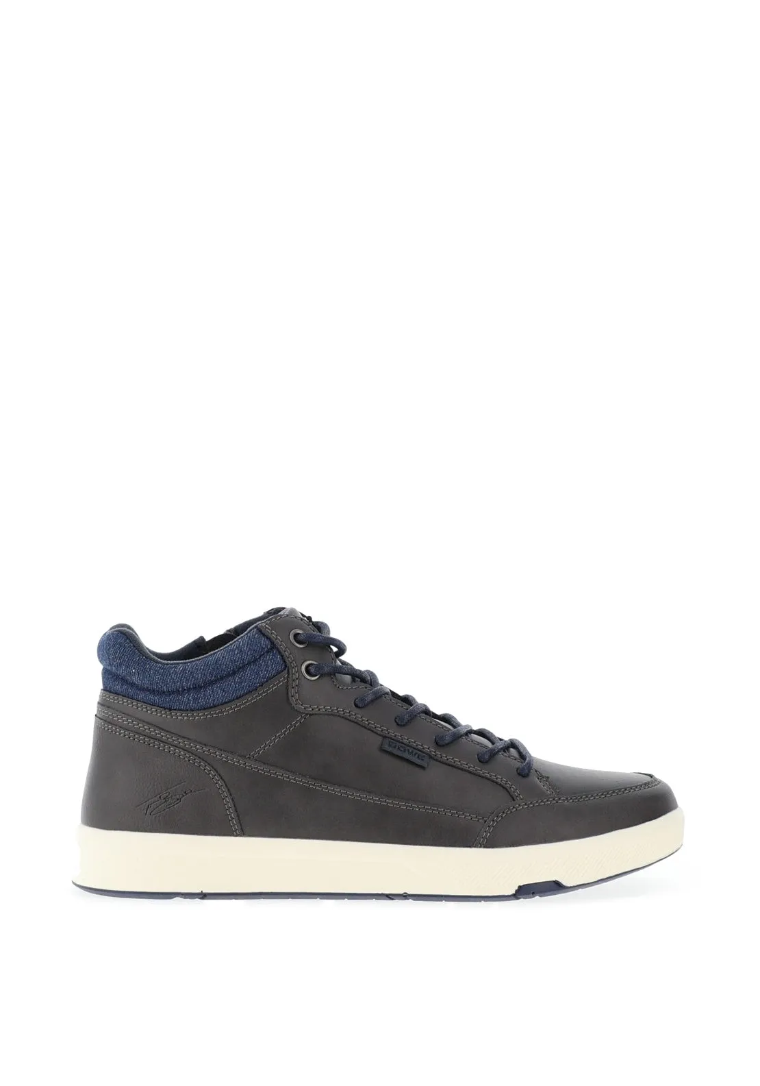 Tommy Bowe Matfield Hi Top Side Zip Trainers, Dark Grey