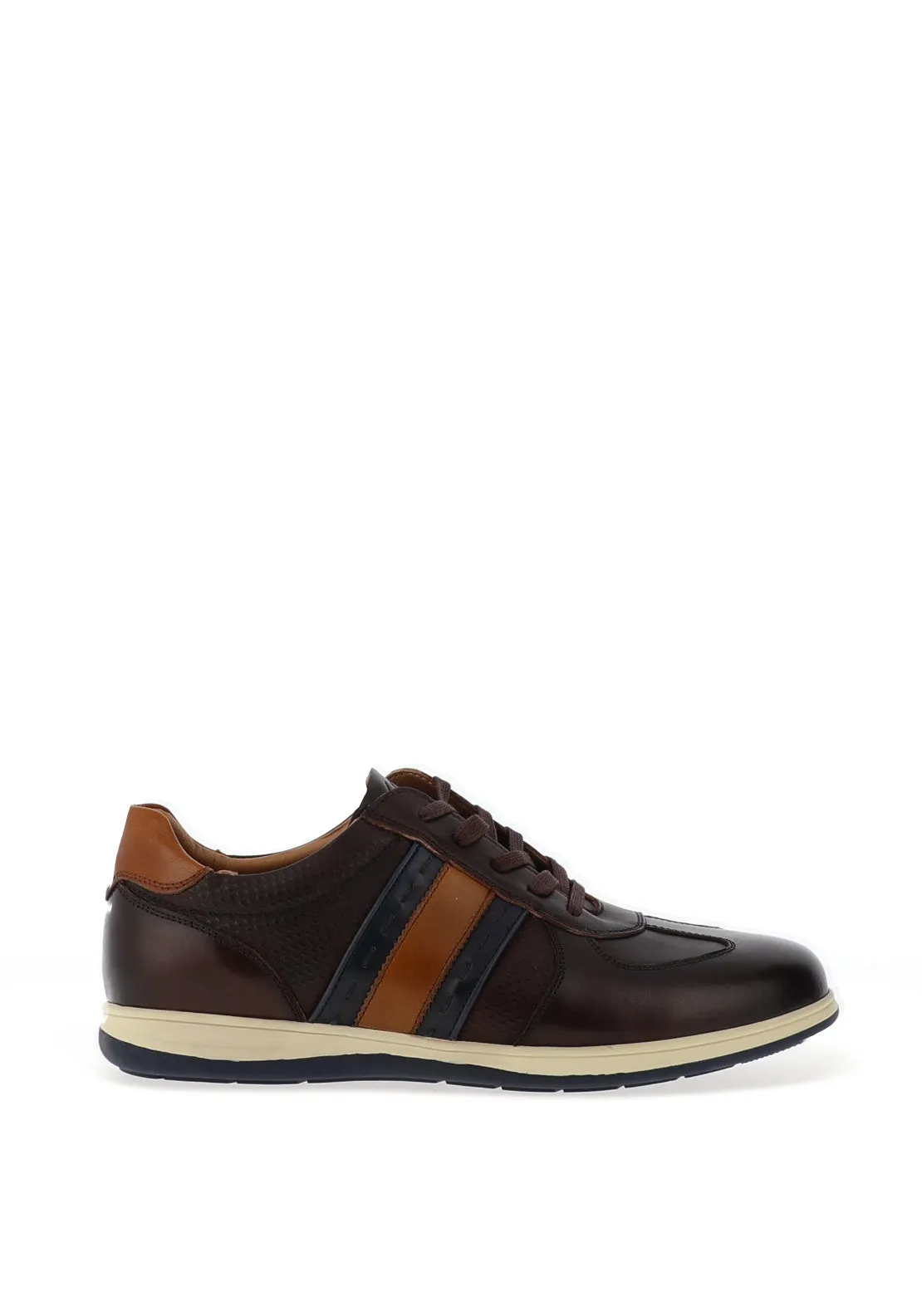 Tommy Bowe Tiray Laced Stripe Detail Trainers, Brown