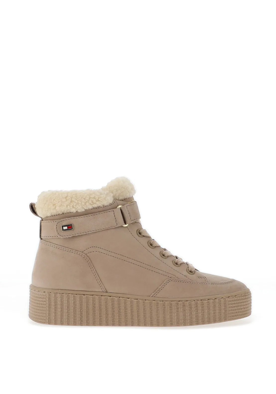 Tommy Hilfiger Faux Fur Nubuck High Top Trainers, Beige