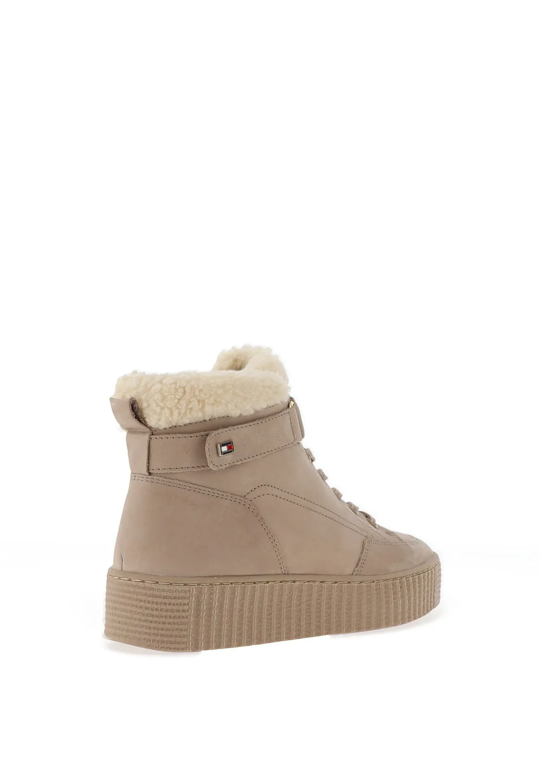 Tommy Hilfiger Faux Fur Nubuck High Top Trainers, Beige