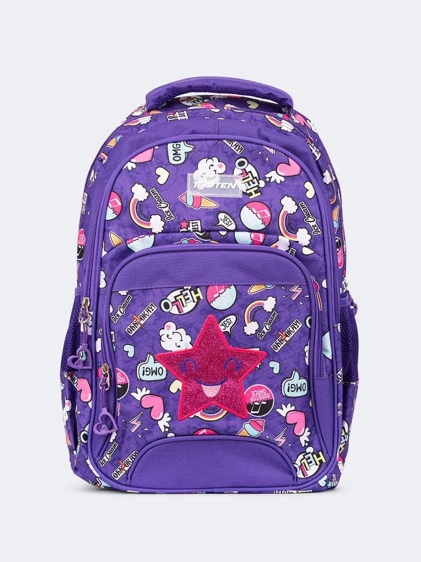 Topten Accessories The Ultimate Sky And Stars School Backpack Unisex Back To School Bag Purple