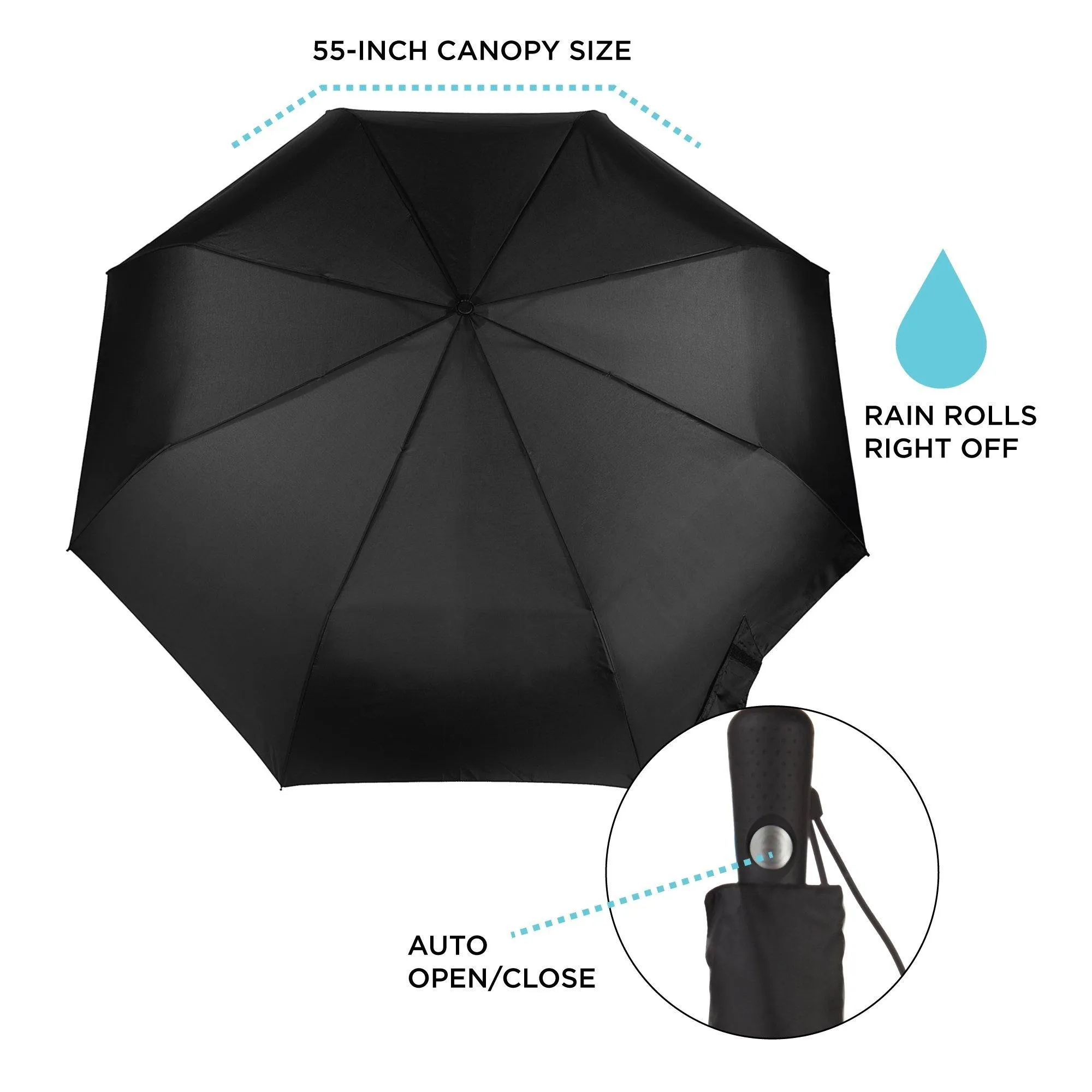 Totes Line Golf Size Auto Open Auto Close Compact Umbrella