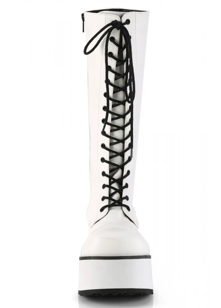 Trashville 502 White Knee High Boot