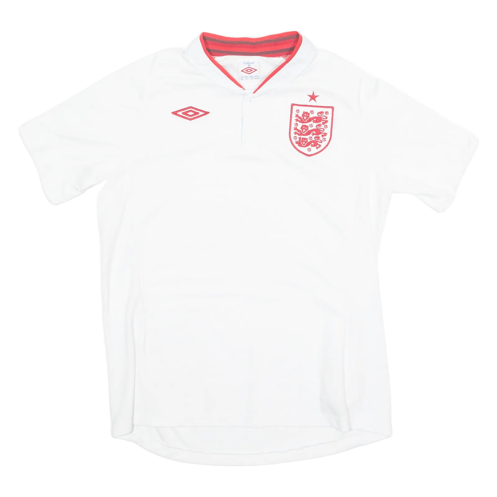 UMBRO ENGLAND FC Mens Football Shirt Jersey White Button Neck M