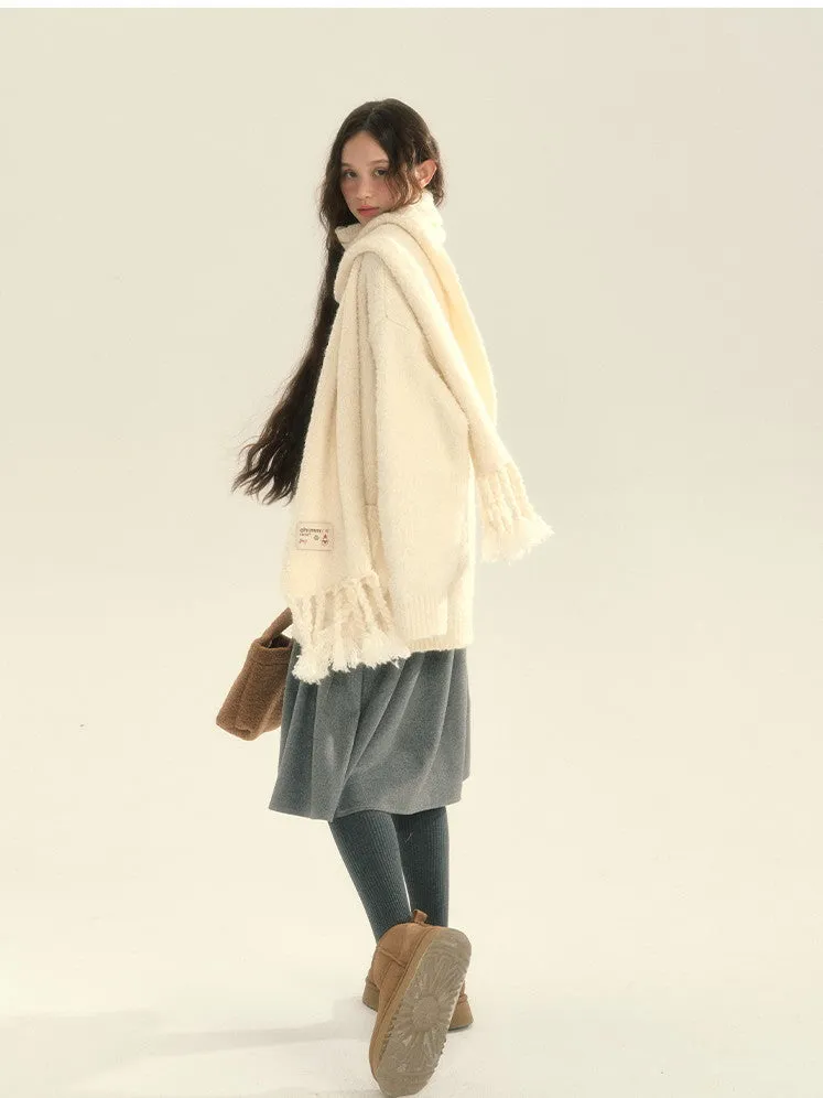 V-Neck Oversize Knit Long Cardigan