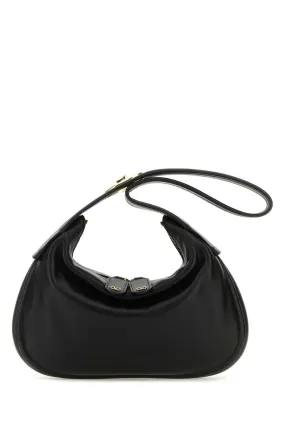 Valentino Garavani Black Nappa Leather Small Go Hobo Shoulder Bag