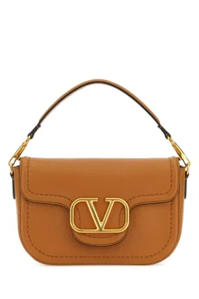 Valentino Garavani Camel Leather Alltime Shoulder Bag