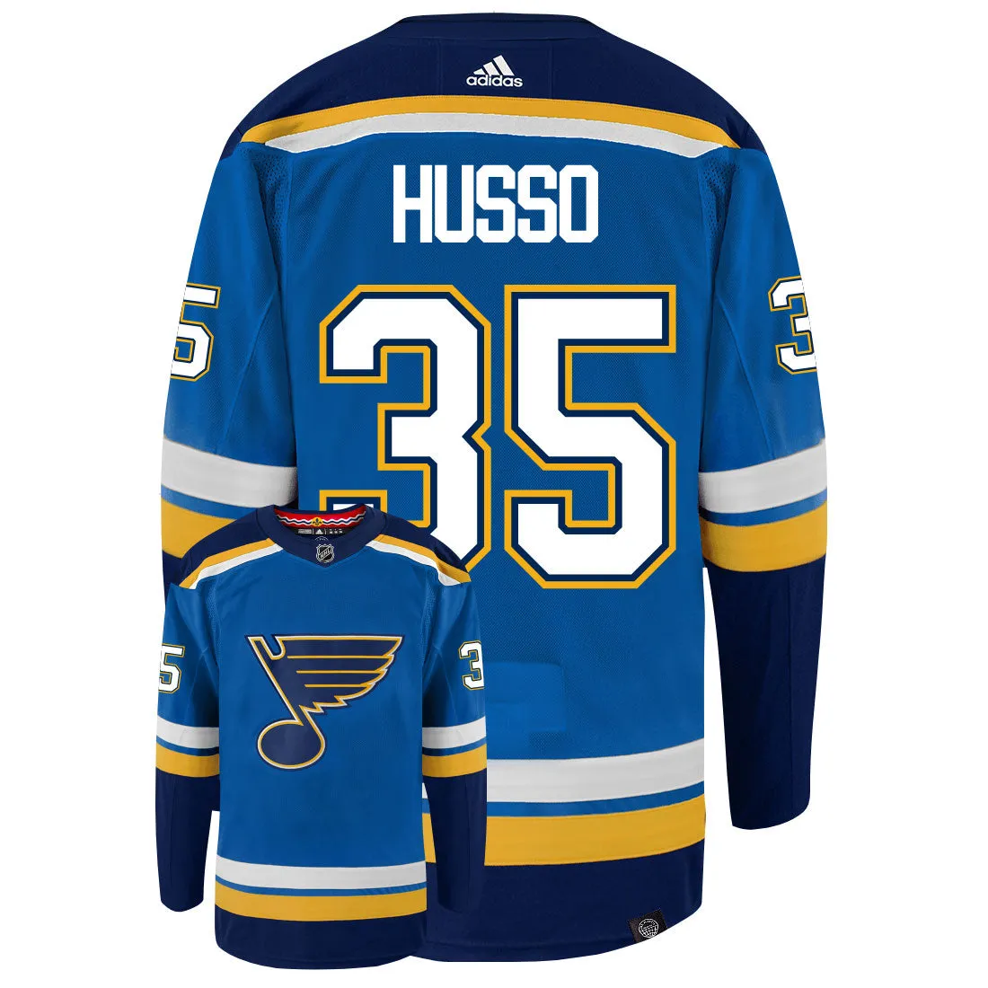 Ville Husso St Louis Blues Adidas Primegreen Authentic NHL Hockey Jersey     