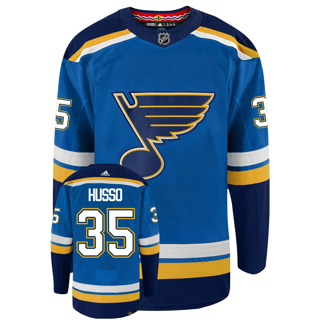 Ville Husso St Louis Blues Adidas Primegreen Authentic NHL Hockey Jersey     