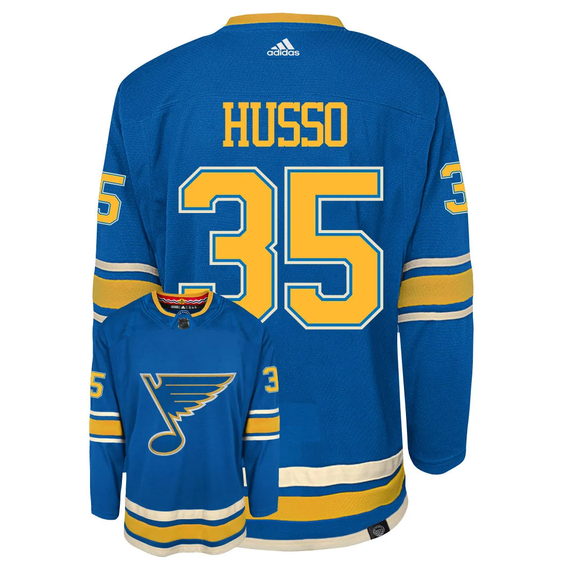 Ville Husso St Louis Blues Adidas Primegreen Authentic NHL Hockey Jersey     