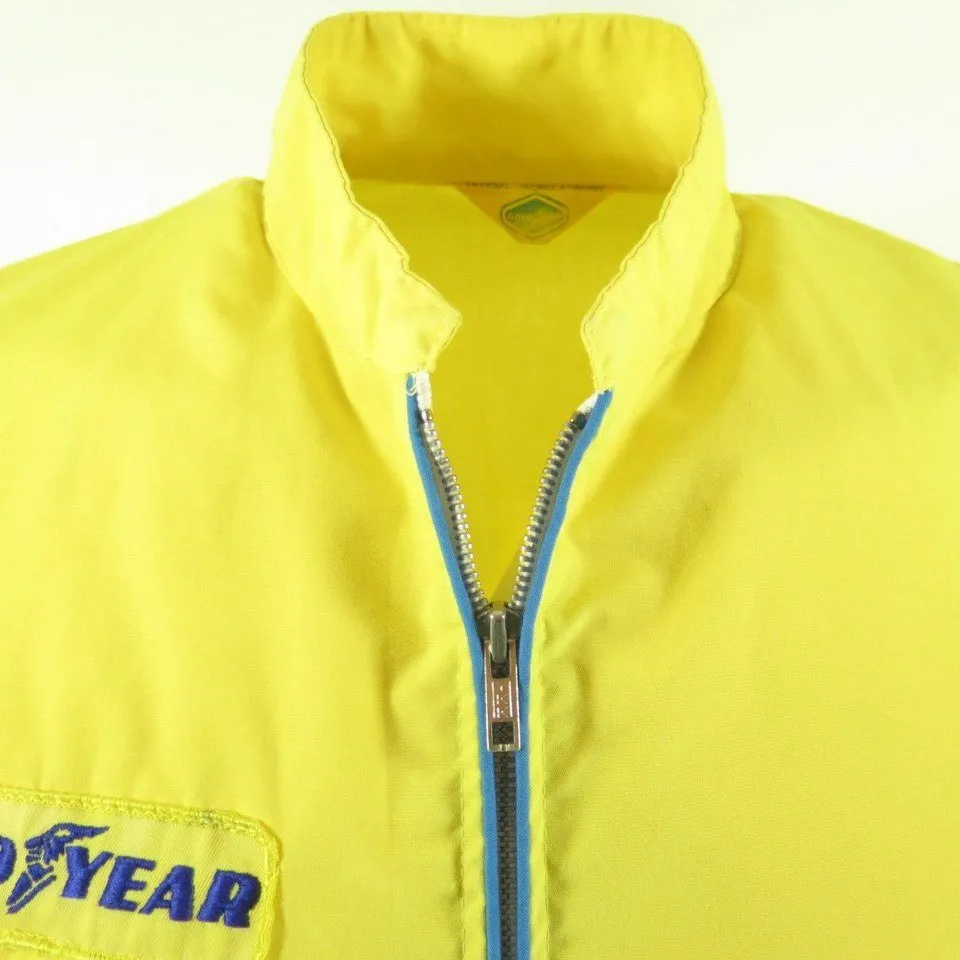 Vintage 70s Goodyear Racing Jacket Mens M Official Yellow Logo Patch Pit