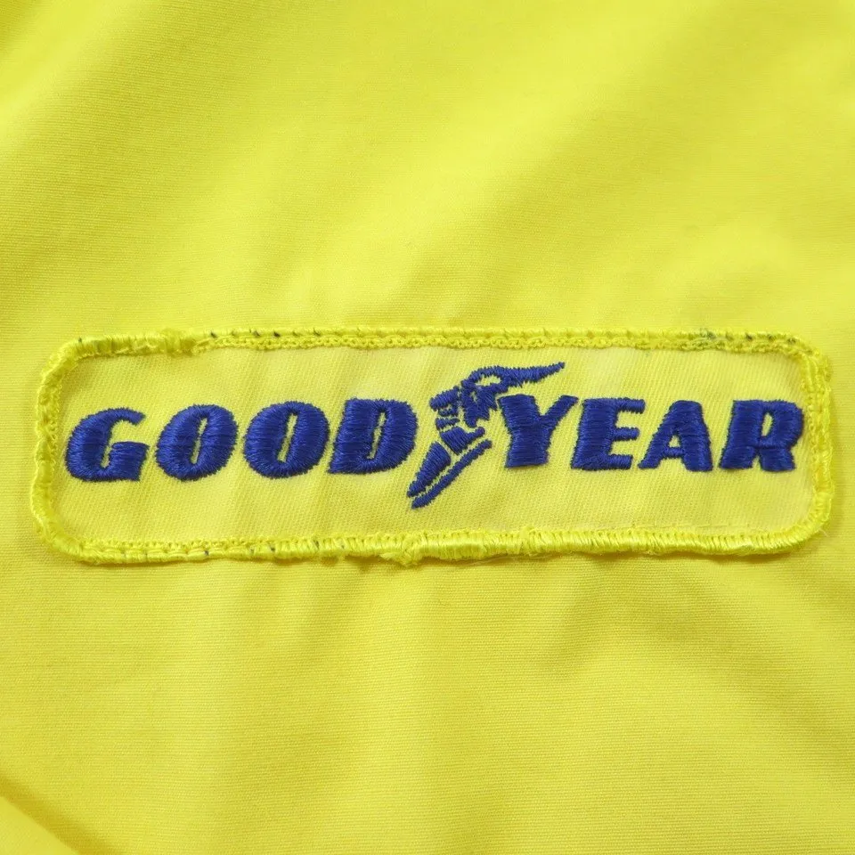 Vintage 70s Goodyear Racing Jacket Mens M Official Yellow Logo Patch Pit