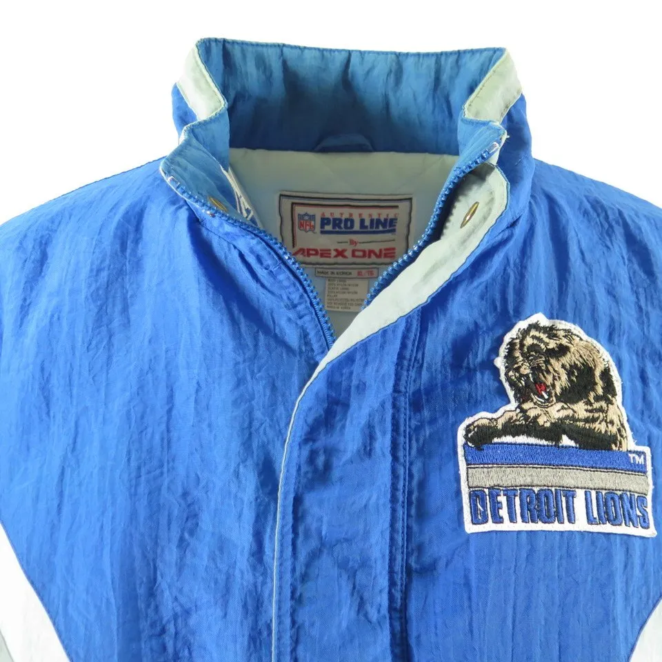 Vintage 90s Detroit Lions Jacket Mens XL Apex One NFL Football Sports Puffy