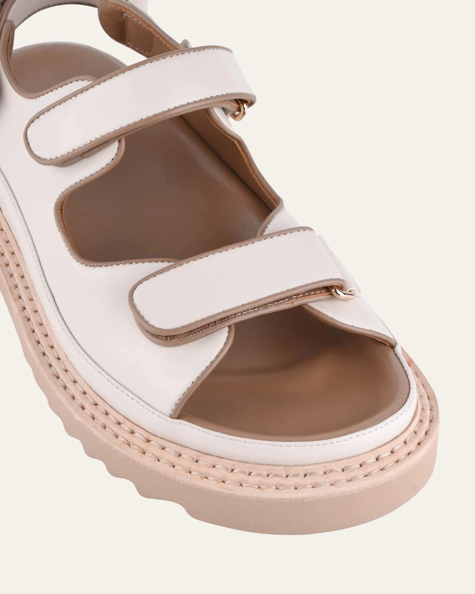 VITO FLAT SANDALS OFF WHITE MULTI LEATHER