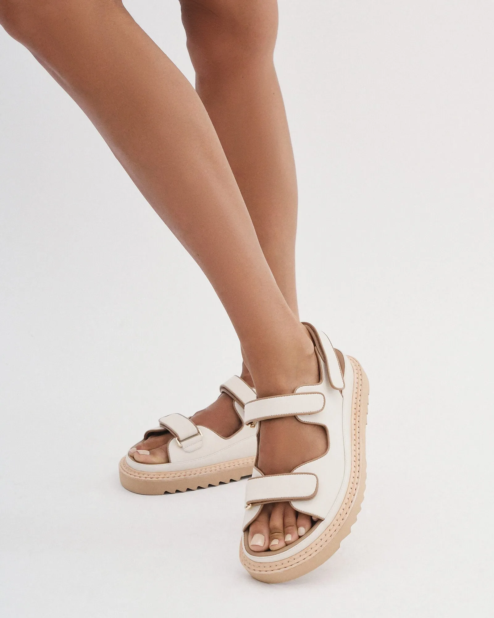 VITO FLAT SANDALS OFF WHITE MULTI LEATHER