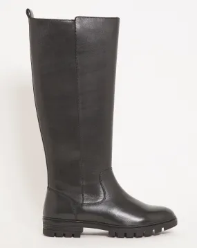 Water Resistant Leather Knee High Boot Wide E Fit Standard Calf | Simply Be