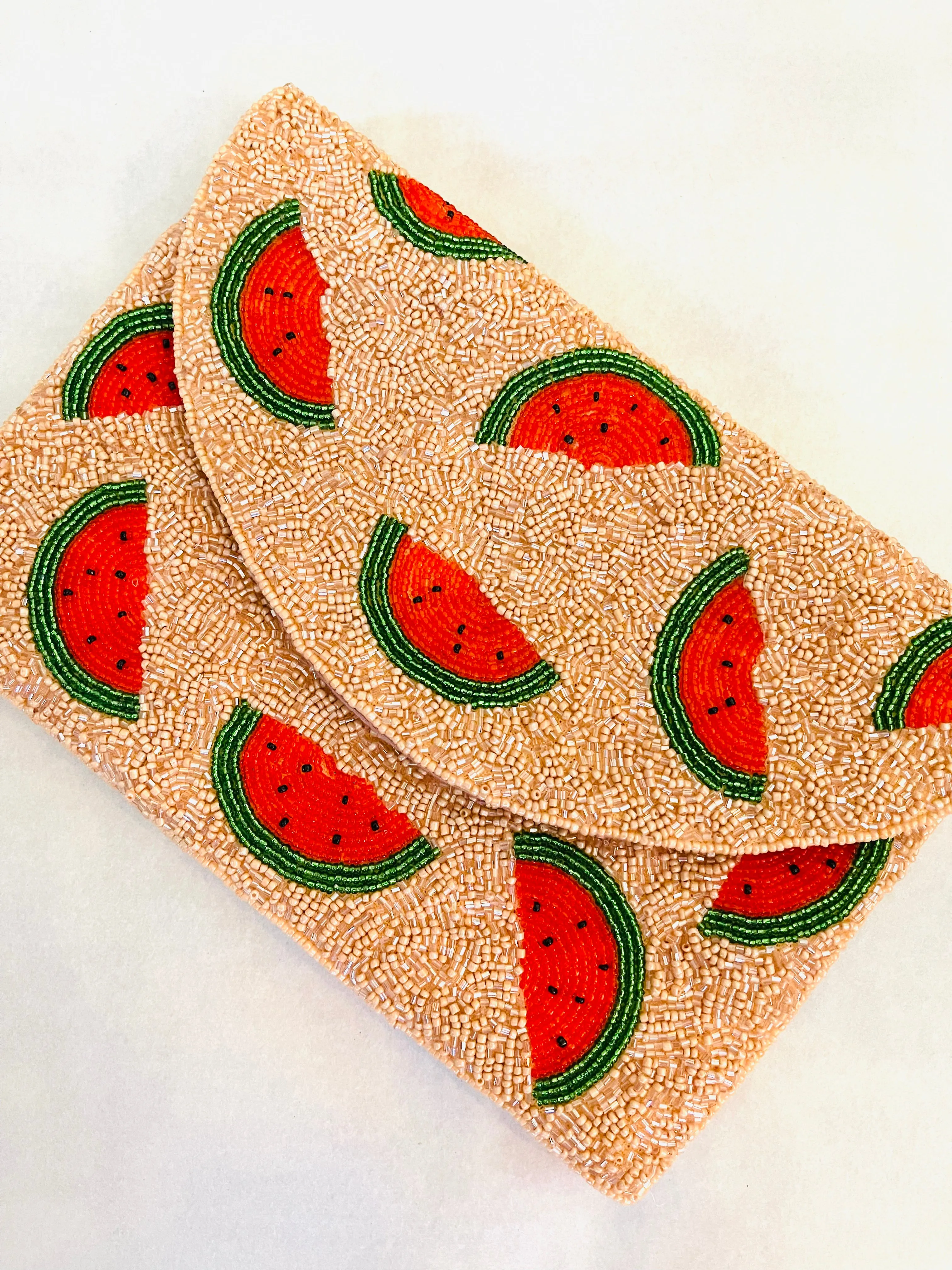 Watermelon Slice Beaded Clutch