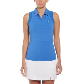 Women's 1/4 Zip Mesh Block Sleeveless Golf Polo Shirt In Nebulas Blue