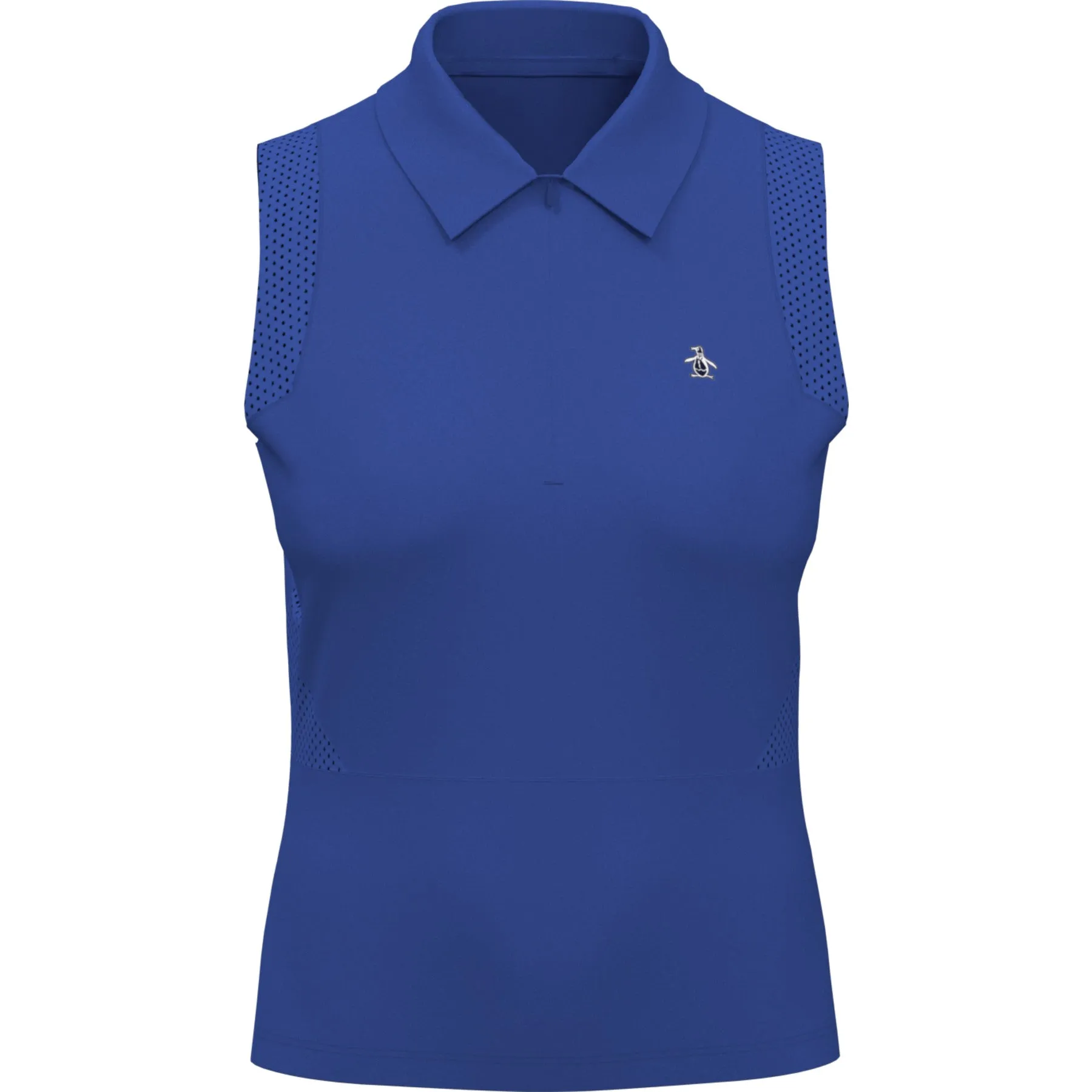 Women's 1/4 Zip Mesh Block Sleeveless Golf Polo Shirt In Nebulas Blue