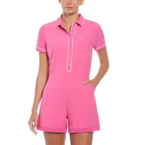 Women's Veronica Short Sleeve Golf Romper In Cheeky Pink