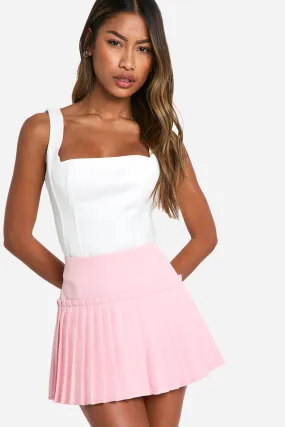 Woven Pleated Mini Tennis Skirt